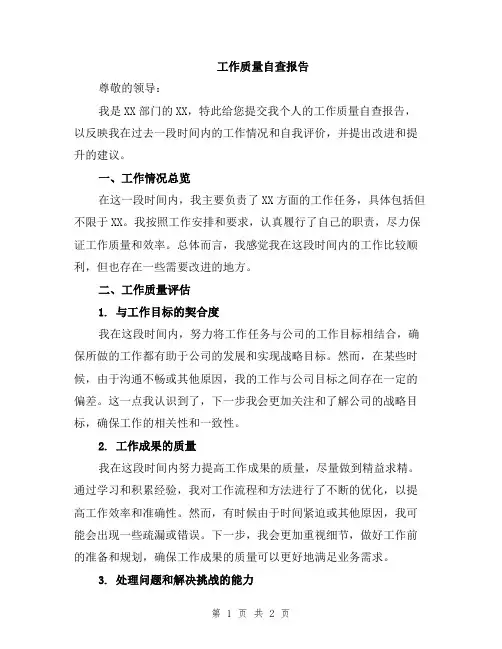 工作质量自查报告