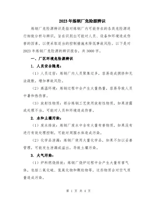 2023年炼钢厂危险源辨识