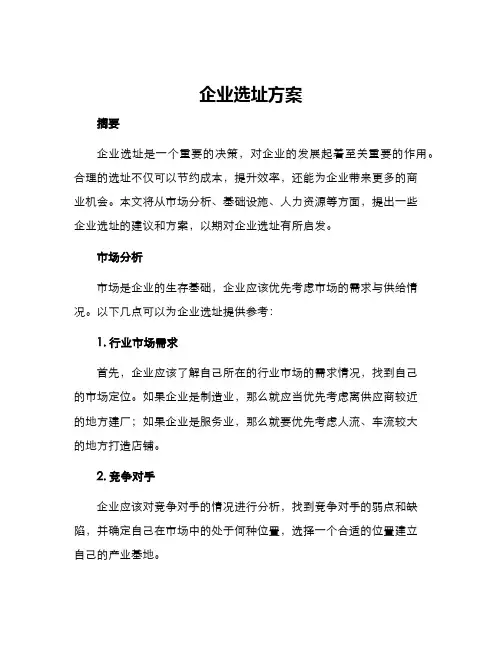 企业选址方案