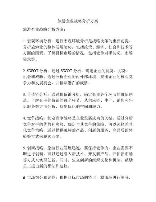 旅游企业战略分析方案