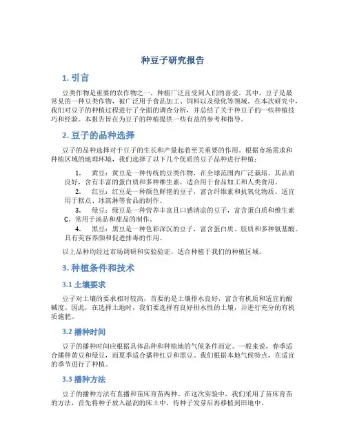 种豆子研究报告