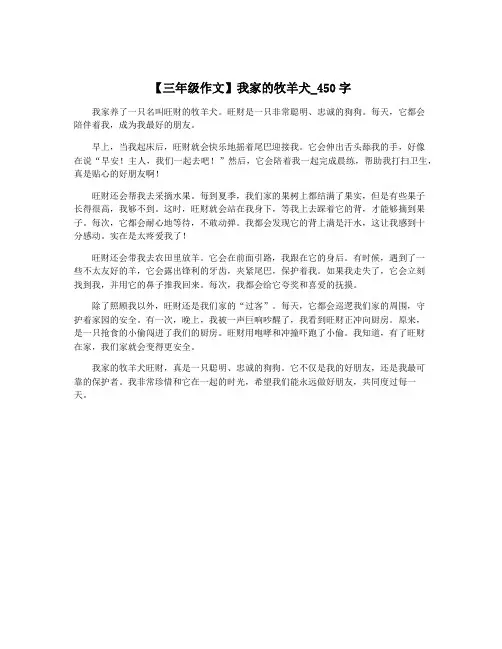【三年级作文】我家的牧羊犬_450字