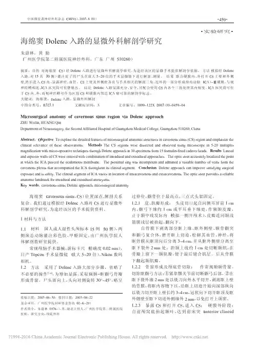 海绵窦Dolenc入路的显微外科解剖学研究_朱蔚林