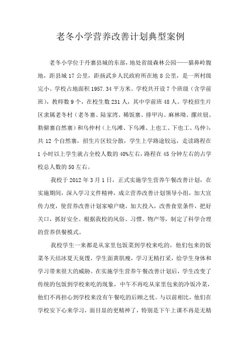 老冬小学营养餐典型案例