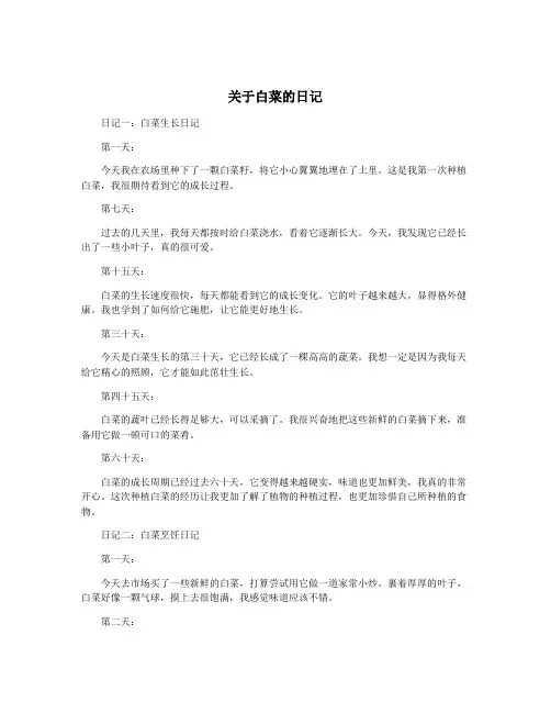关于白菜的日记