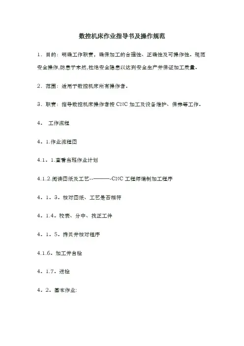数控机床作业指导书及操作规范