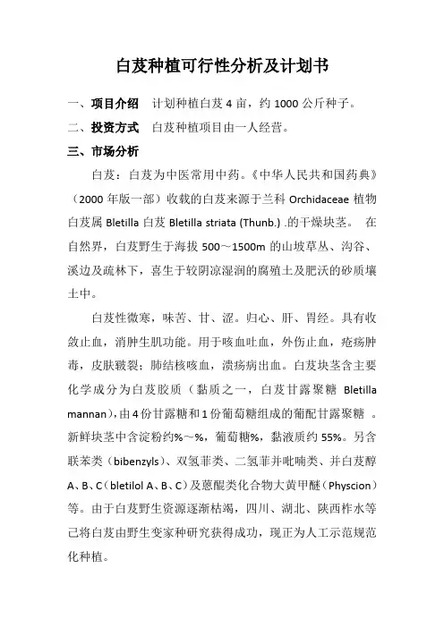 白芨种植可行性分析及计划书