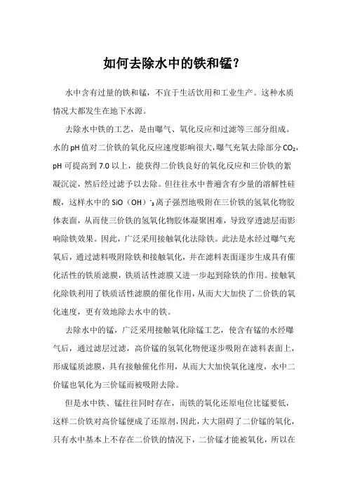 如何去除水中的铁和锰