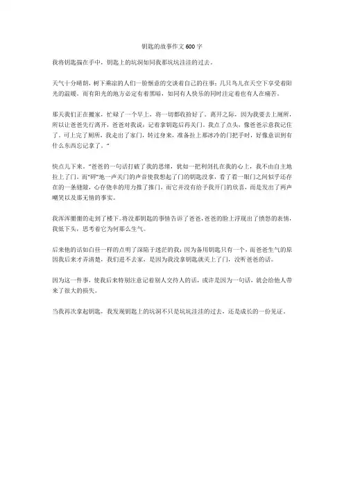 钥匙的故事作文600字(免费下载)