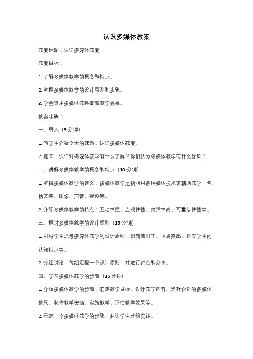 认识多媒体教案