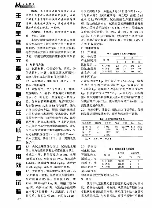 丰钛宝微量元素水溶肥料在黄瓜上应用效果试验