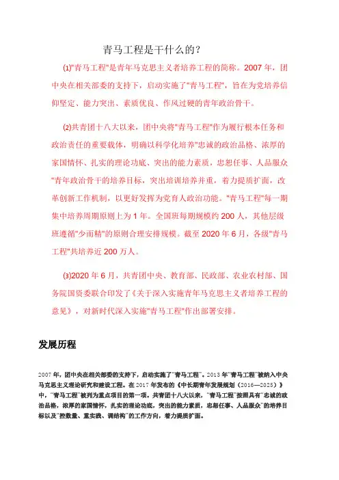 青马工程是干什么的