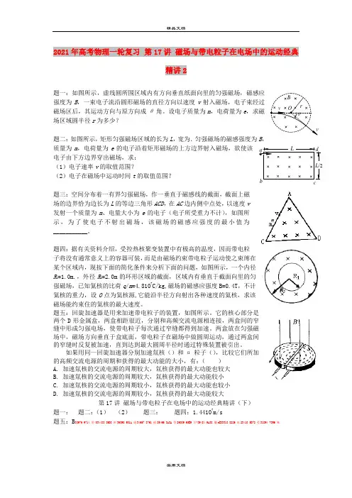 2021年高考物理一轮复习 第17讲 磁场与带电粒子在电场中的运动经典精讲2