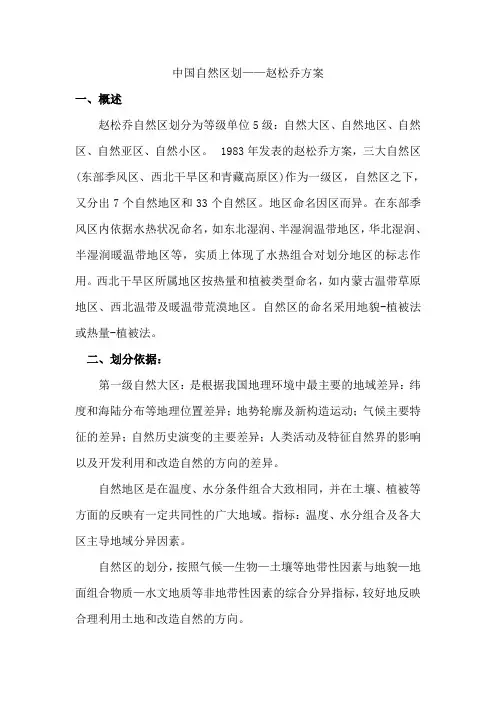 中国自然区划看法