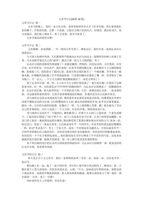 元宵节日记(最新14篇)