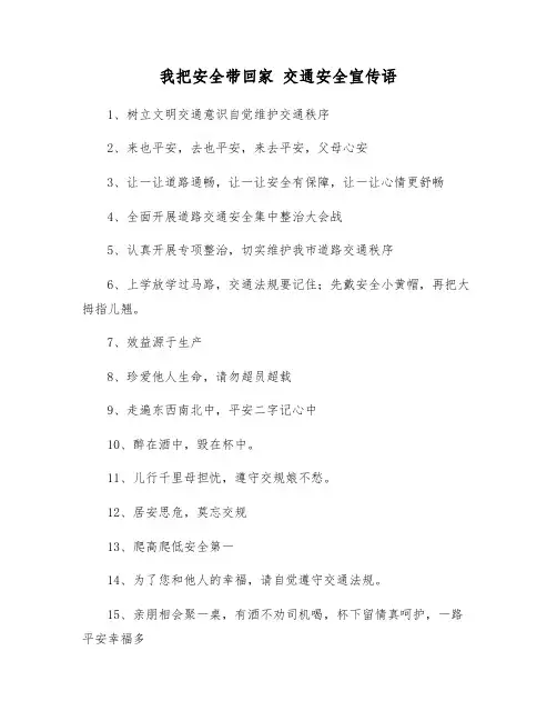 我把安全带回家 交通安全宣传语