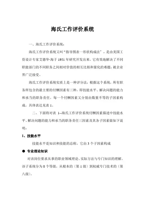 海氏工作评价系统介绍