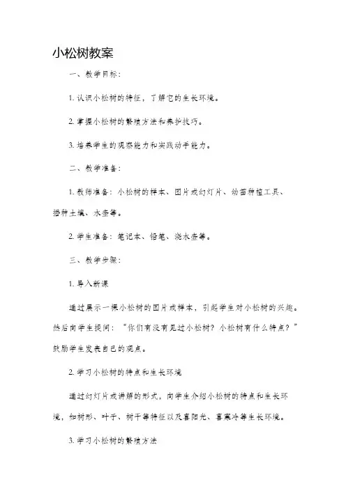 《小松树》市公开课获奖教案省名师优质课赛课一等奖教案