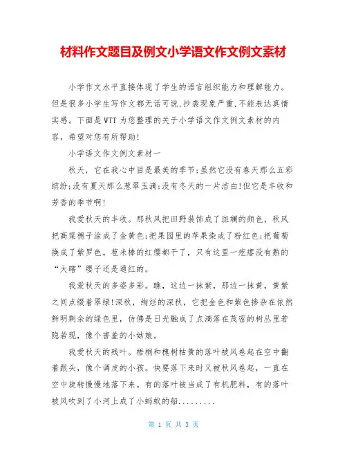 材料作文题目及例文小学语文作文例文素材