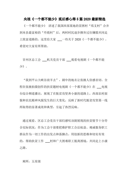 央视《一个都不能少》观后感心得5篇2020最新精选