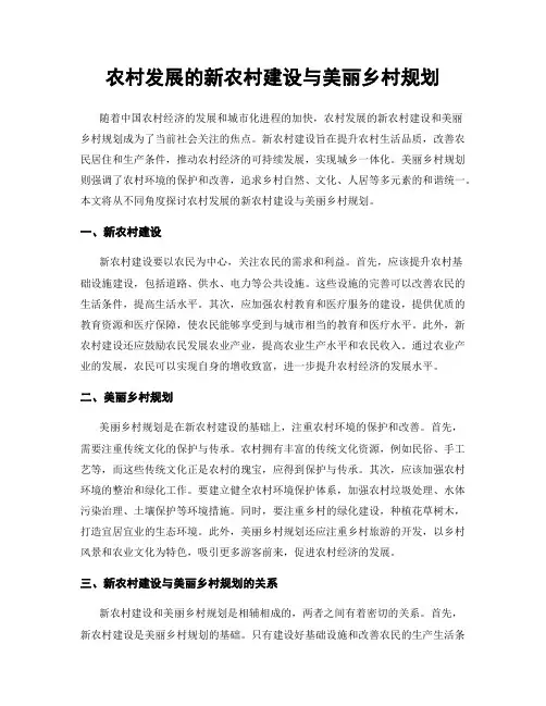 农村发展的新农村建设与美丽乡村规划