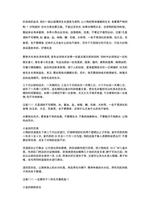 金毛最全养殖手册