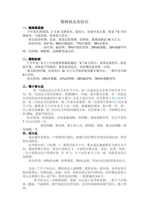 梨树病虫害防治