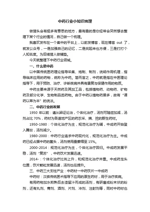 中药行业小知识梳理