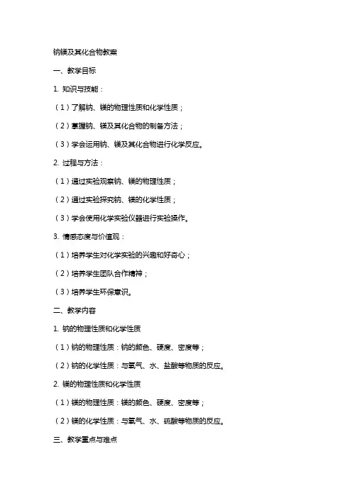 钠镁及其化合物教案