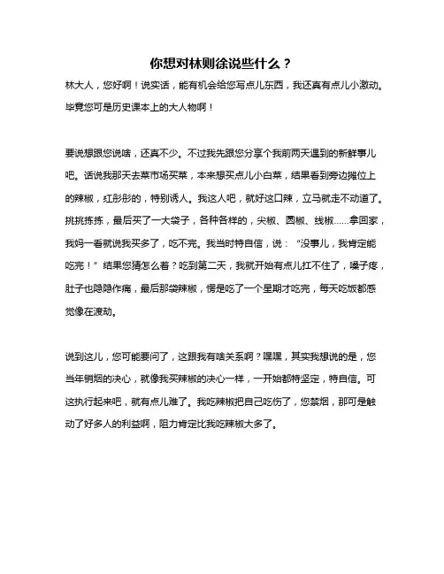 作文《你想对林则徐说些什么？》