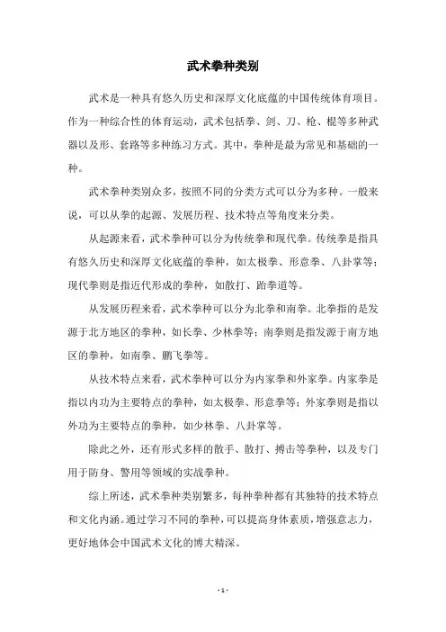 武术拳种类别