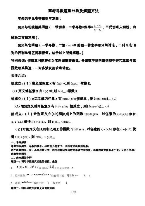 高考导数题型分析及解题方法