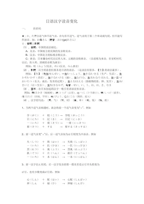 日语汉字读音变化