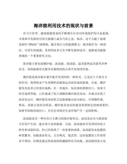 海洋能利用技术的现状与前景