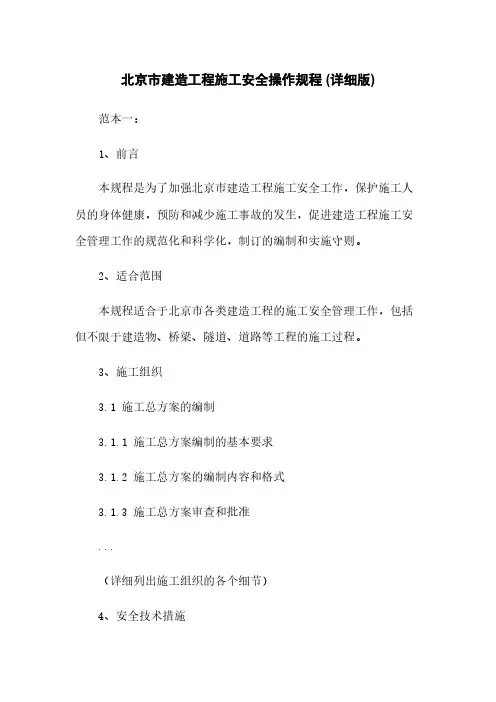 北京市建筑工程施工安全操作规程 (详细版)