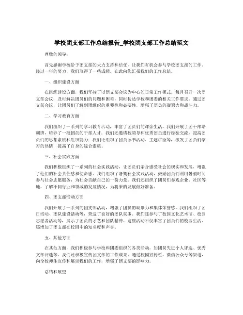学校团支部工作总结报告_学校团支部工作总结范文