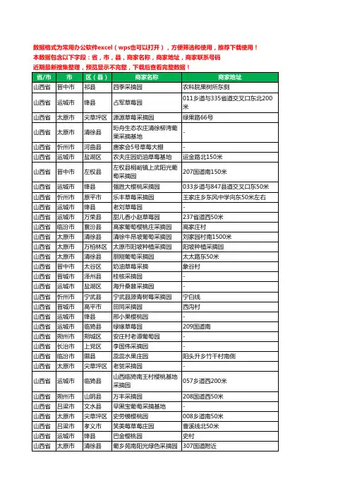 2020新版山西省采摘工商企业公司商家名录名单黄页联系电话号码地址大全285家