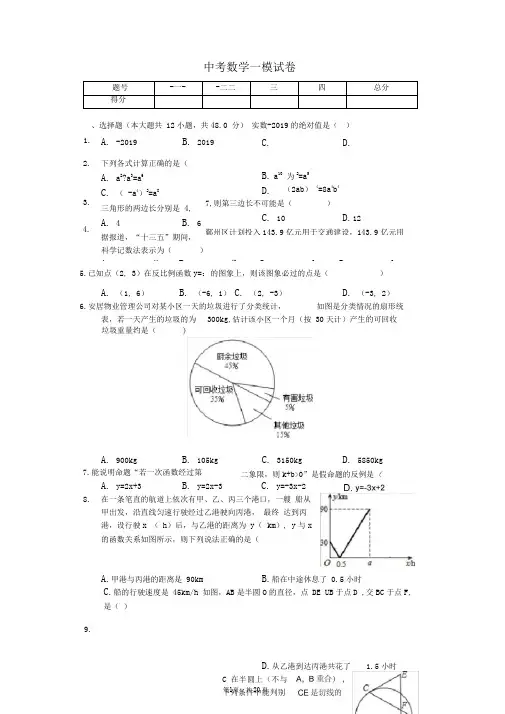 2020年浙江省宁波市鄞州区中考数学一模试卷