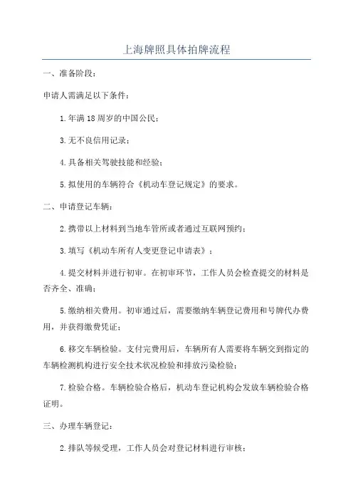 上海牌照具体拍牌流程