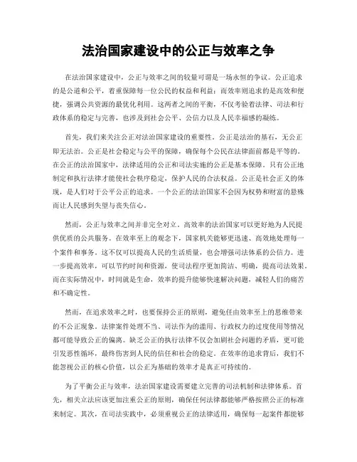 法治国家建设中的公正与效率之争