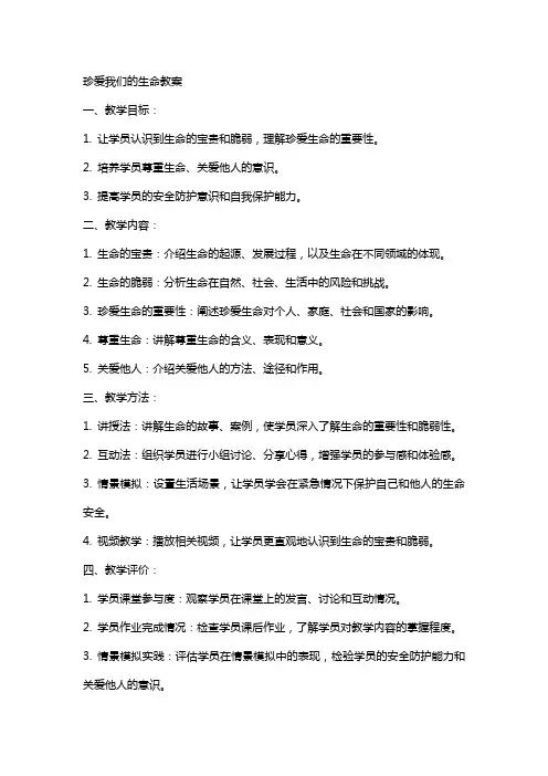 珍爱我们的生命教案