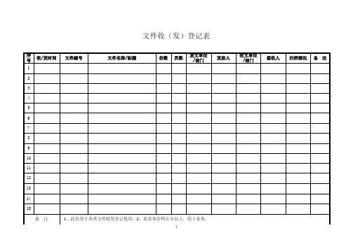 文件收发登记表(模板) 2