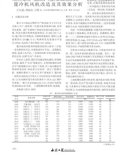 篦冷机风机改造及其效果分析