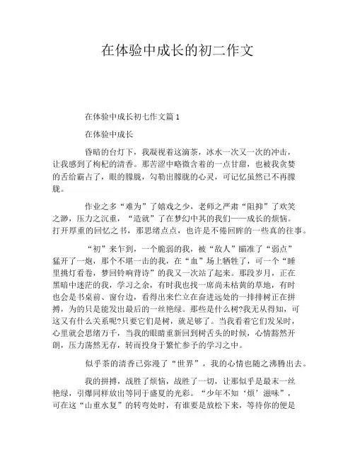 在体验中成长的初二作文