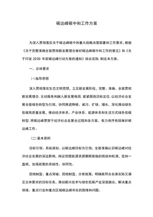 碳达峰碳中和工作方案