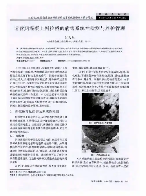 运营期混凝土斜拉桥的病害系统性检测与养护管理