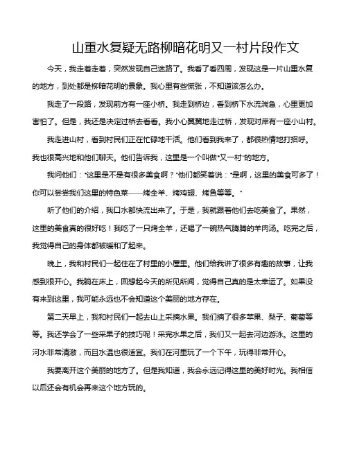 山重水复疑无路柳暗花明又一村片段作文