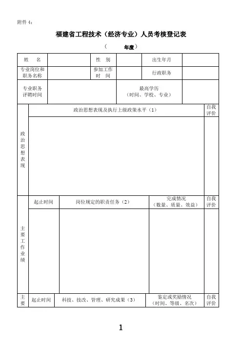 工程技术人员考核表