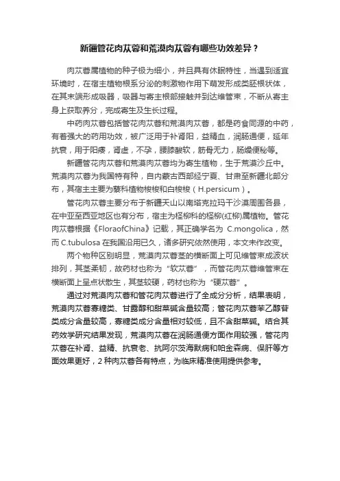 新疆管花肉苁蓉和荒漠肉苁蓉有哪些功效差异？