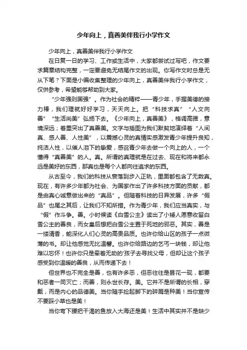 少年向上，真善美伴我行小学作文